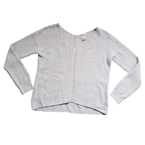 Jessica Simpson Knit Sweater Womens Small Beige Ribbed Crop Cotton - Picture 1 of 9